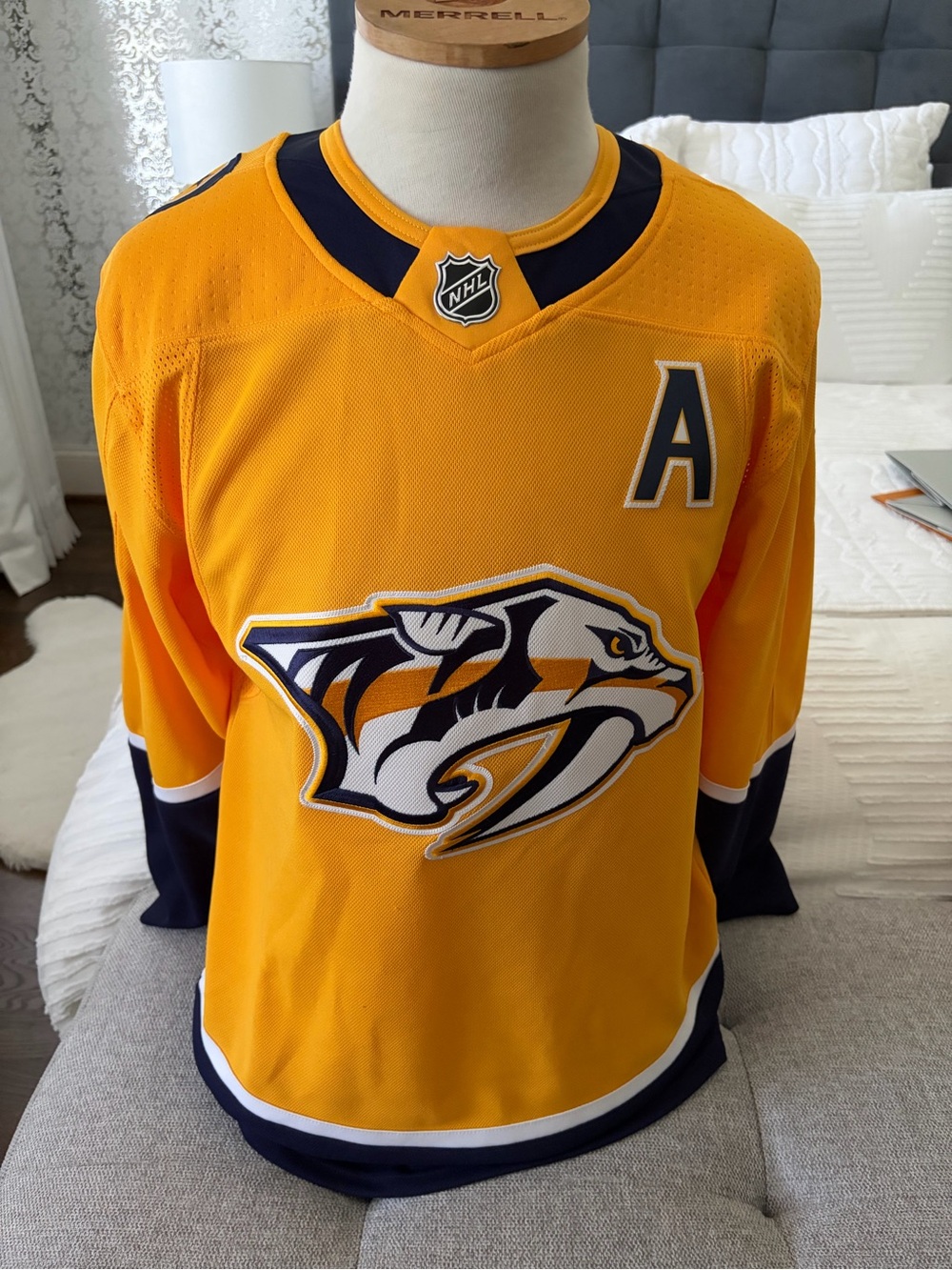 adidas Nashville Predators Gold and Navy Alternate Hockey Jersey with A Patch
